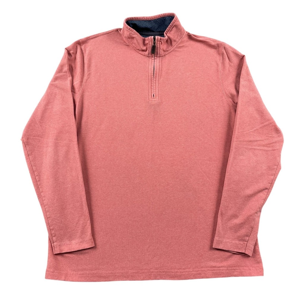 Johnston & Murphy Sweater Mens Large Coral 1/4 Zip Winter Golf